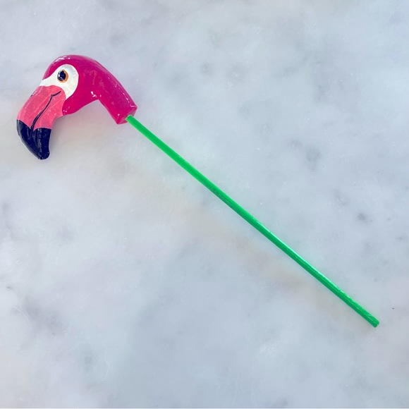 Flamingo papier-mâché shaker rattle. 18” - Picture 1 of 4